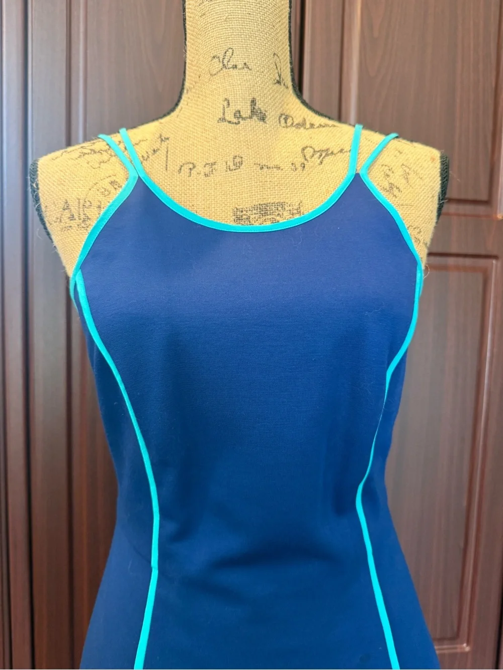 Trina Turk Navy Dress with Turquoise Trim - Picture 2 of 7